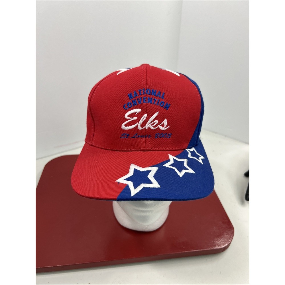 VTG Elks National Convention St Louis 2003 Red White Blue Stars Trucker  Hat Cap